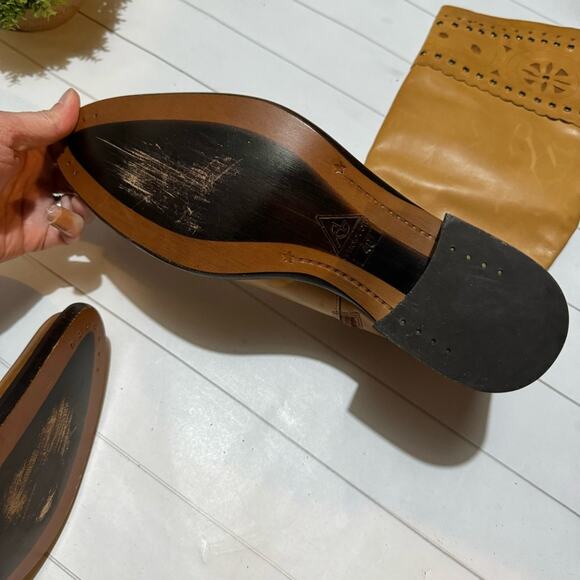 Alto Gradimento Tan Brown Leather Western Boho Knee High Boots Size 9.5 - Picture 7 of 8